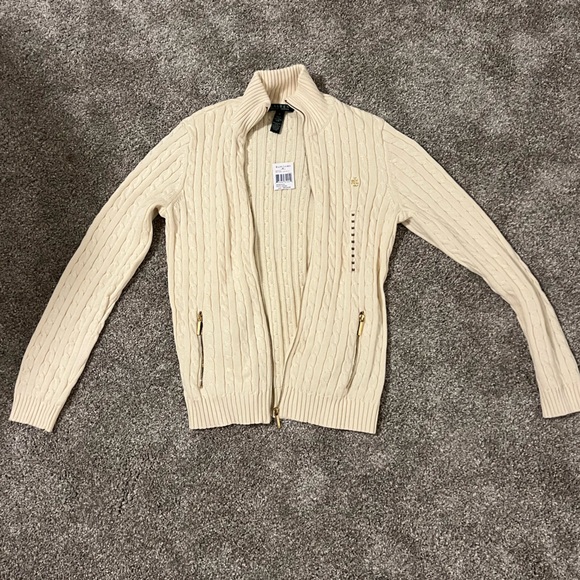 NWT full zip-up cable knit sweater - Picture 1 of 5